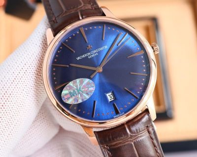 MKS Factory Vacheron Constantin Patrimony 40*9mm 9015 Movement Rose Gold Case Blue Face Watch